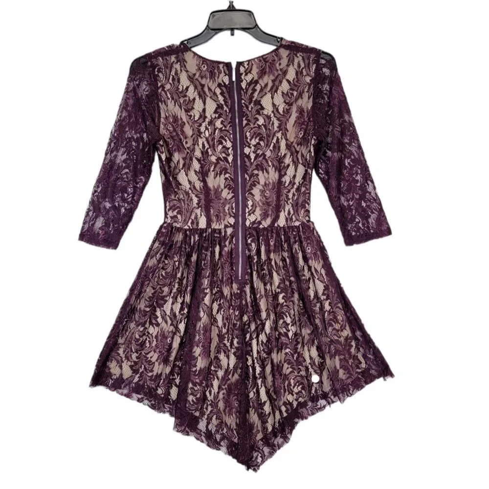 Bar III Woman Maroon Casual Formal Fit & Flare Stretch Long Sleeve Dress Medium - Picture 7 of 11